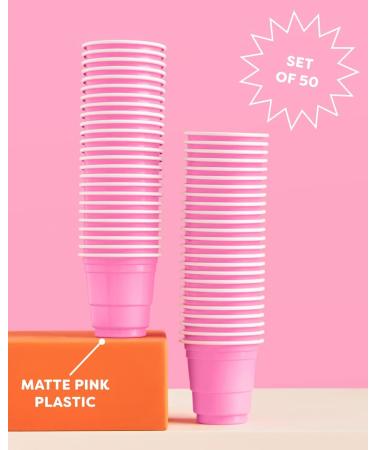 XO Fetti Pink Plastic Shot Glasses - 50 Pack 2 oz Disposable Cups for Bachelorette, Birthday, Baby Shower - Party Decorations and Favors - Buy Online on GoSupps.com
