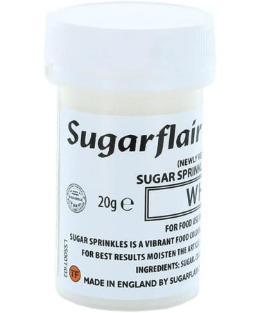 Sugarflair Sugar Sprinkles - White - E171 Free - Colourful Cake Decorations Sprinkle Some Fun With Vibrant Edible Glittering Sugar Pieces For Cupcakes Cakes and Desserts - 20g - Buy Online on GoSupps.com