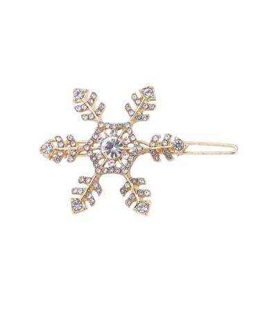 Ladies Sparkly SIlver Tone Crystal Snowflake Star Diamante Crystal Rhinestone Womens Girls Party Christmas Bridal Wedding Accessories Hairpin Hair Clip Grip Bobby Pin Clip Slide (Gold)