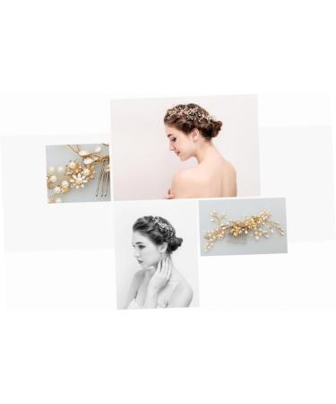 Angoily flower hairpin hair comb mosaic bride pearl hairpin comb hair clip comb little pearl hair pin hairpin manual flower hair clip comb - Buy Online on GoSupps.com