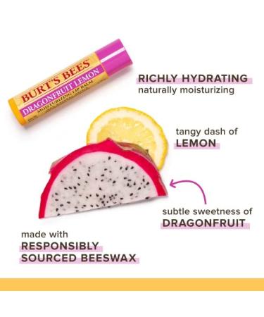Burt's Bees Dragonfruit Lemon Moisturizing Lip Balm 0.15 oz - Unisex (Pack of 1) - Buy Online on GoSupps.com
