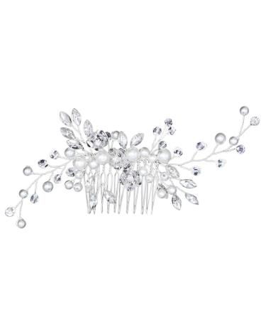 FRCOLOR Wedding Hair Comb Pearl Rhinestone Crystal Bridal Headpiece Hair Clip Barrette Wedding Hair Accessories for Women