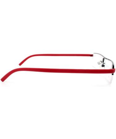 Ultra-Light TR90 Reading Glasses for Men & Women | Classic Metal Visual Aid | Semi-Burning Narrow Style | Red +3.0 Diopter | Includes Case & Cleaning Cloth - Buy Online on GoSupps.com
