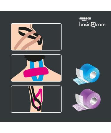 Amazon Basic Care - Kinetic Muscle Sports tape 5m x 5cm Pack of 2 Blue/ Pink Blue Pink - Buy Online on GoSupps.com