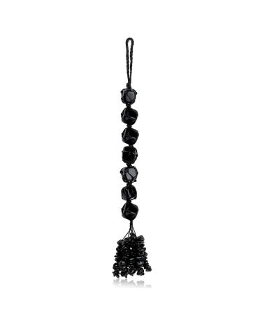 XIANNVXI Black Obsidian Crystal Hanging Healing Crystals Gemstones Decor Tumbled Stones Car Rearview Mirror Wall Hanging Crystals Reiki Crystal Gifts