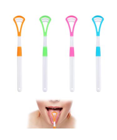 4 pieces of tongue cleaners tongue scraps for adults and children BPA-free tongue brush Fresh breath brush for tongue cleaner set for improvement oral hygiene (4 colors)