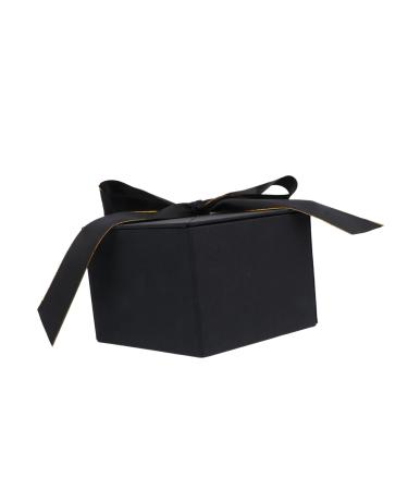GOOHOCHY 1pc Box Hexagonal Box Chocolate Infant Wedding Present Boxes Romantic Bow Tie Bridesmaid 24X21X11CM Black
