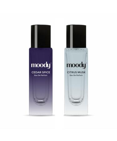 Moody Cedar Spice & Citrus Musk Day To Night Combo Perfume Set For Men | Eau De Parfum | Gift Hamper For Men | Perfume Gift Pack | Men Perfume | Long Lasting Upto 8 Hours | Pocket Friendly | Pack of 2