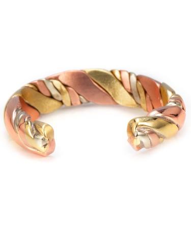 EnerMagiX Tricolor Gold Weave Magnetic Lymph Detox Ring - Adjustable Pure Copper Jewelry for Women & Men - Buy Online on GoSupps.com