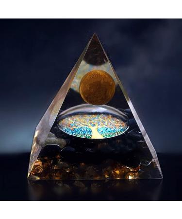 YCYINGCHENG Tiger Eye Ball Tree of Life Crystal Pyramid 6CM - Reiki Chakra Energy Tower for Home Office - Feng Shui Blessing Ornaments - Buy Online on GoSupps.com