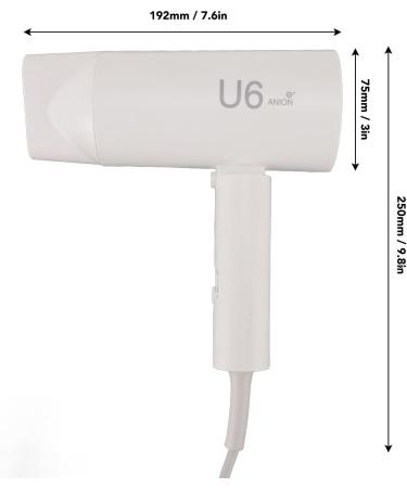 Ionic Hair Dryer Constant Temperature Control Portable Folding Travel Hair Dryer with Super Wind Power and Overheating for Home Use (White) (US Plug 110V) - Buy Online on GoSupps.com
