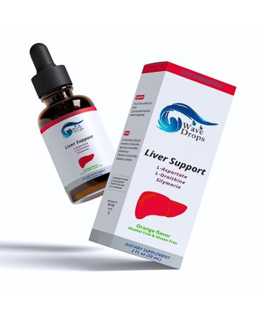 Wave Drops Liver Support Liquid Supplement - Special Formula - Liver Cleanse Detox & Repair Formula - Herbal Liver Support Supplement with L-Ornithine L-Aspartate Silymarin