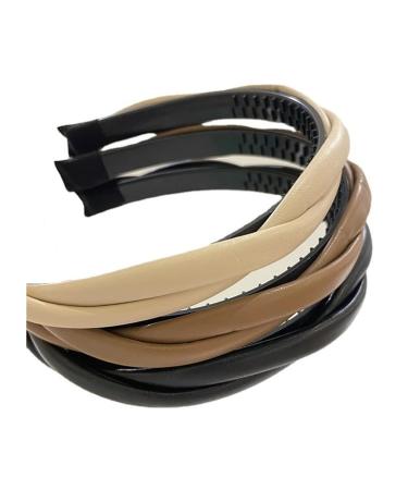MMbyzhuo 3 Piece PU Leather Headbands for Women - Fancy Hair Hoops Accessories - Buy Online on GoSupps.com