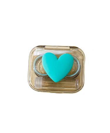 Heart contact lens container portable eye contact liner container mini box container leak-proof with tweezers remover remover tool soaking cleaner base pane holder storage set for green