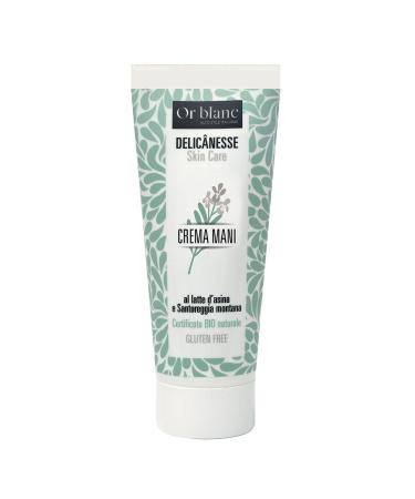 Organic hand cream with donkey milk and mountain savory oil highly moisturizing and emollient protective and regenerating 100% natural organic 100 ml.