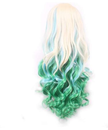 ColorfulPanda Long Curly Wavy Green Blond Wig for Harajuku Style Cosplay & Halloween - Buy Online on GoSupps.com