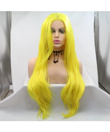 Light Yellow Long Natural Straight Synthetic Wig - Heat-Resistant Lace Front for Cosplay & Daily Wear (61cm) - Buy Online on GoSupps.com