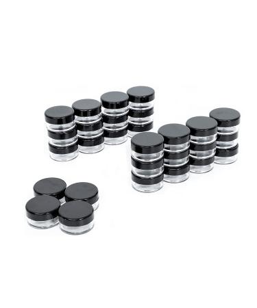 60 PCs 5 Gram Empty Plastic Cosmetic Samples Container for Make Up, Eye Shadow, Nails, Powder, Gems, Beads, Jewelry, Cream Small Clear Pot Jars with Lids(Black) 60PCs Black