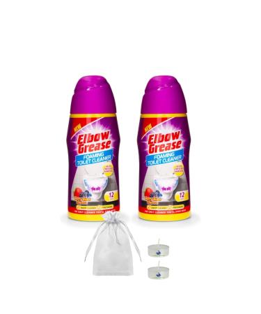 Elbow Grease Foaming Toilet Cleaner Cleaning Bundle Toilet Freshening Set of 2 with FREE CHS Scented Tealight Candle Gift Bag (Berry Blast (2) & CHS Gift)