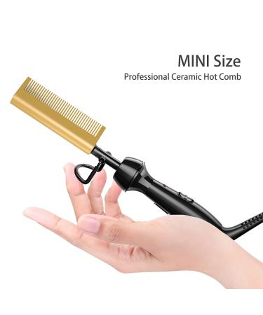 Dan Technology Mini Hot Comb - Dual Voltage Electric Hair Straightener for Travel & Home - Professional Pressing Comb for Natural Black Hair - Gold - Buy Online on GoSupps.com