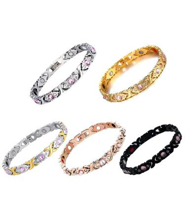 Topassion removable magnetic hardship tape with titanium steel magnetic field therapy for pain relief in arthritis magnet bracelet weight loss weight loss anti-fatigue magnet light for men women uniform size yellow