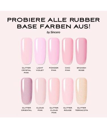 Sincero Salon Rubber Base Gel Powder Pink - UV Gel Nail Polish for Damaged Nails | Strong Nail Protection & Manicure Solution - Buy Online on GoSupps.com