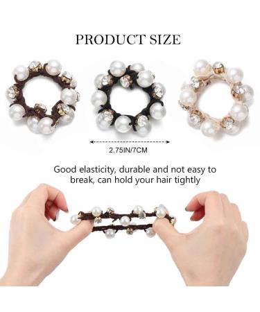 Bartosi Pearl Hair Ties - Black Elastic Scrunchies with Crystal Beads - Pack of 3 - Buy Online on GoSupps.com