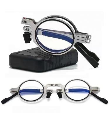 Limfer portable mini blue light blocking reading glasses compact folding for women men fashion anti -uv computer reader jumping hinge housing