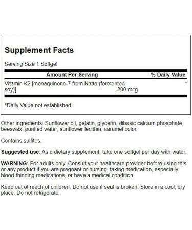 Swanson Maximum Strength Vitamin K2 (Menaquinone-7) 200mcg - 4 Pack | Supports Cardiovascular and Bone Health | Japanese Natto Supplement for Calcium Regulation - Buy Online on GoSupps.com