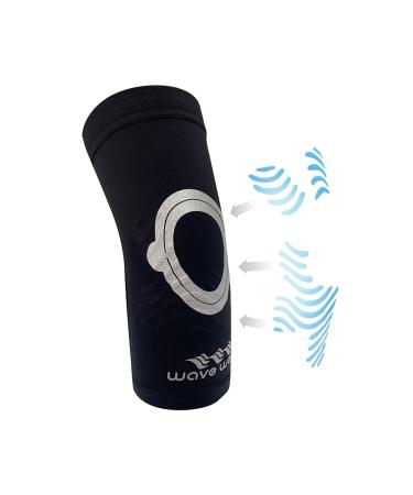 wavewear Elbow Compression Sleeve with Kinesiology Tape - Pain Relief and Stability for Sports and Daily activities for Men and Women (M Black/Silver 1) Medium Black/Silver 1