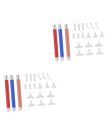 DOITOOL 6 Sets Nail Art Drill Pen The Nail Stamp Nail Drill Pen Picker Nail Rhinestone Pen Nail Paint Kit Manicure Supplies Dotting Pen Head Tip Usb Embroidered Nail Tool 5d Aluminum Alloy