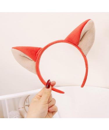 Plush Fox Ear Headband Animal Ears Hairband Cosplay Costume Headband Hair Hoop Headwear Halloween Party Hair Accessories - Buy Online on GoSupps.com