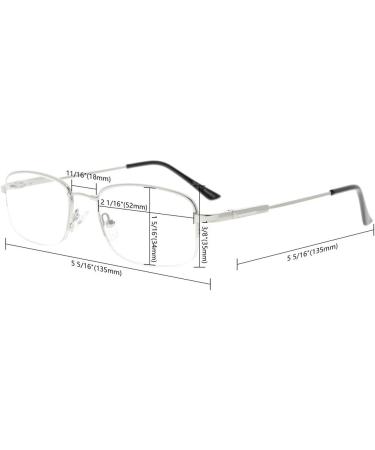 Eyekepper Blue Light Blocking Reading Glasses | Titanium Memory Readers | Half-Rim +3.00 Light Amber Lenses (Silver) | International Shipping Available - Buy Online on GoSupps.com