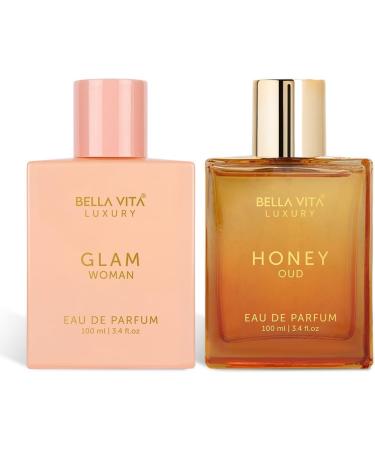 Be'lla Vita Luxury Skai Unisex EDC & Honey Oud Eau De Parfum Unisex Perfume Combo Pack of 2 Premium Long Lasting Fragrance Scents for Men & Women 100 Ml Each