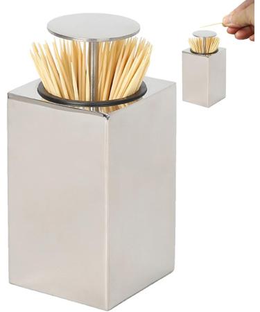 Automatic Toothpick Box - Stainless Steel Container for Caf s & Hotels | Portable Pressing Toothpick Holder - Buy Online on GoSupps.com