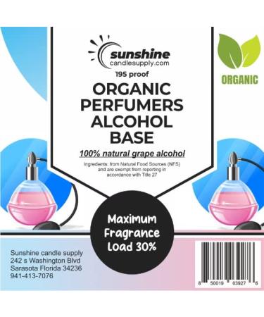 Sunshine Candle Supply Organic Perfumers Alcohol - 8 oz Bottle for Perfume Making and Room/Linen Sprays - Buy Online on GoSupps.com