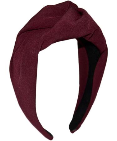Minkissy Wide Knotted Headband Twist Turban Hairband Solid Cross Turban Hairhoop for Yoga Sport or Daily Wear (Claret) - Buy Online on GoSupps.com