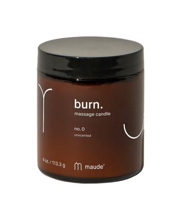 Maude Burn No. 0 - Unscented Skin Softening Jojoba Oil Based Massage Candle - Ultra Hydrating Body Care with Soybean Oil - Paraben Free Body Candle (4 oz) No. 0 - Unscented 4 Ounce (Pack of 1)