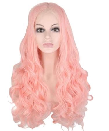 BGHJUE N Wig Pink Long Roll Synthetic Wig Body Wave Heat Resistant Hair Glueless Full Wigs For Women Average Cap Size