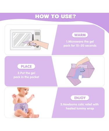 Hilph Baby Colic Relief Reusable Heated Tummy Wrap | Baby Heating Pad Swaddling Belt for Gas & Reflux - Purple Dinosaur - Buy Online on GoSupps.com