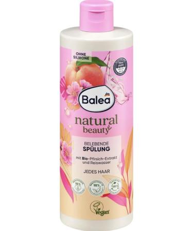 Whale Balea Natural Beauty Invigorating shampoo & conditioner set with organic peach extract and rice water + scalp massage brush for hair growth and blood circulation - Buy Online on GoSupps.com