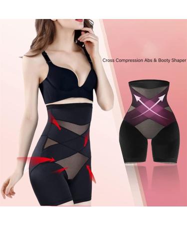 Women's Beige Medium Cross Compression Abs Shaping Pants | Tummy Control, Butt Lift, Slimming Body Shaper - Buy Online on GoSupps.com
