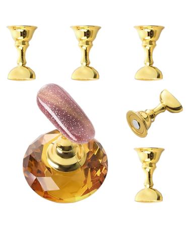 Acrylic nail exercise stand Magnetic Lotus shape nail holder stand set reusable clear crystal nail stand bases for beginners yellow