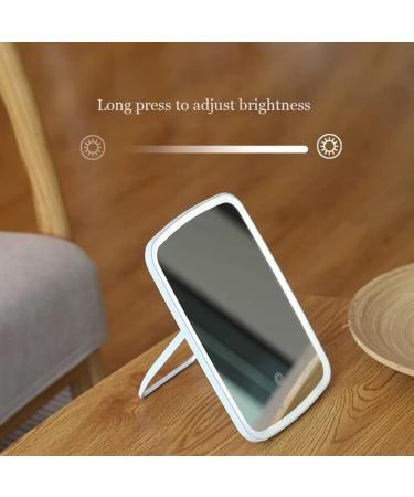 LED Touch Screen Lighted Makeup Mirror with 5X Magnifier - USB Rechargeable, Dimmable and Portable - Buy Online on GoSupps.com