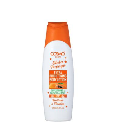 Cosmo Glow Gluta Papaya Extra Brightening Body Lotion 500ml/16.9oz, Radiant, Flawless, Moisturizing, Glowing Skins, Skin Care, Body Treatment, Non Greasy Formula, Deeply Hydrating, For All Skin Types