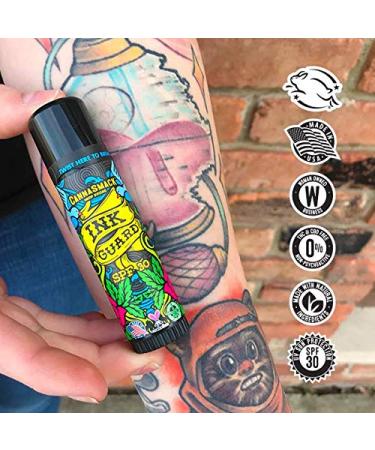 CannaSmack Ink Guard SPF 30 Tattoo Sunscreen & Fade Shield Stick | Hemp Seed Oil Infused - Protect, Brighten, Prevent Fading | Vitamin-Enriched, Cruelty Free - Buy Online on GoSupps.com