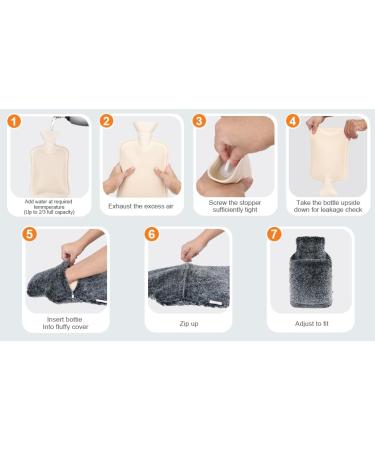 Bonilife 2L Hot Water Bottle with Cover - Large Rubber Hot Water Bag for Pain Relief - Black - Buy Online on GoSupps.com