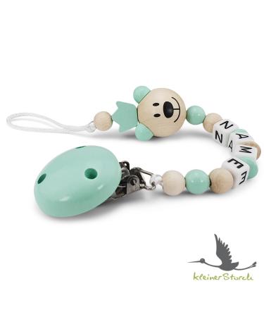 Personalized Kleinerstorch Nuckel Holder - Custom Name Design | Baby Gift for Birth & Baptism | Available in Many Colors | Bear King Mint - Buy Online on GoSupps.com