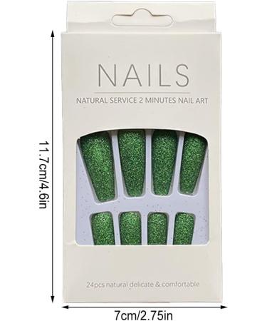 AUklOPVZZ 1 Set French Tip Press on Nails Solid Color Extension Shimmer Fingernails Decals Full Cover Salon Gifts Manicure Kit H33-green jelly glue - Buy Online on GoSupps.com
