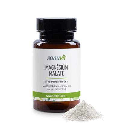 Sanuvit® - Magnesium Malate 800 mg | 180 Capsules | High Bioavailability | 100% Covers Daily Magnesium Requirements | Vegan